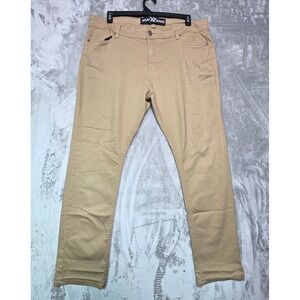 Xray Jeans Mens 38x32 Tan Khaki Slim Fit Stretch Pants Embroidered Back Pocket